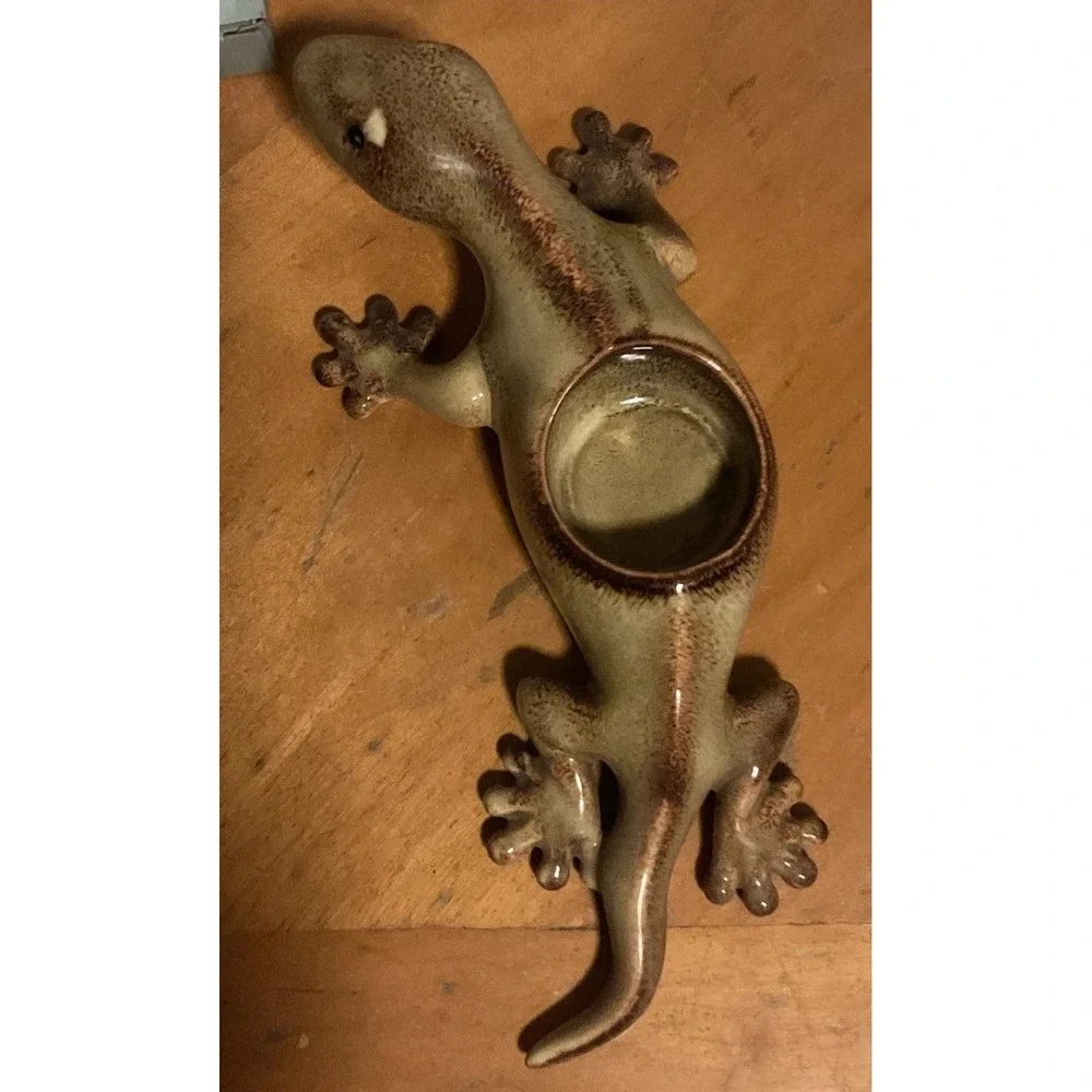Partylite Tropical Gecko Tealight Ceramic Candle Holder And Candles Retired 9